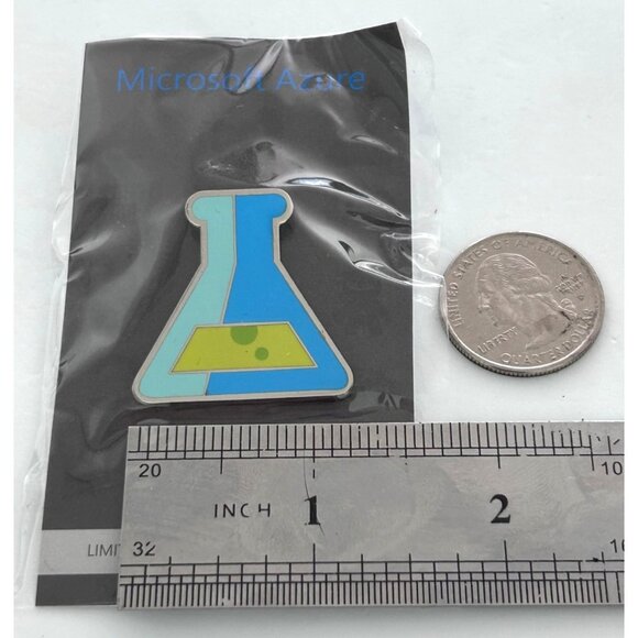 Microsoft Azure Limited Edition Computer Employee Lab Test Tube Lapel Pin Rare - Picture 2 of 3